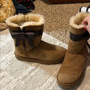 UGG Tan Winter Boots with Bow